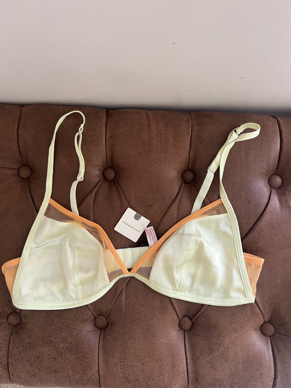 Anthropologie Pale Yellow and Orange Mesh Bralette